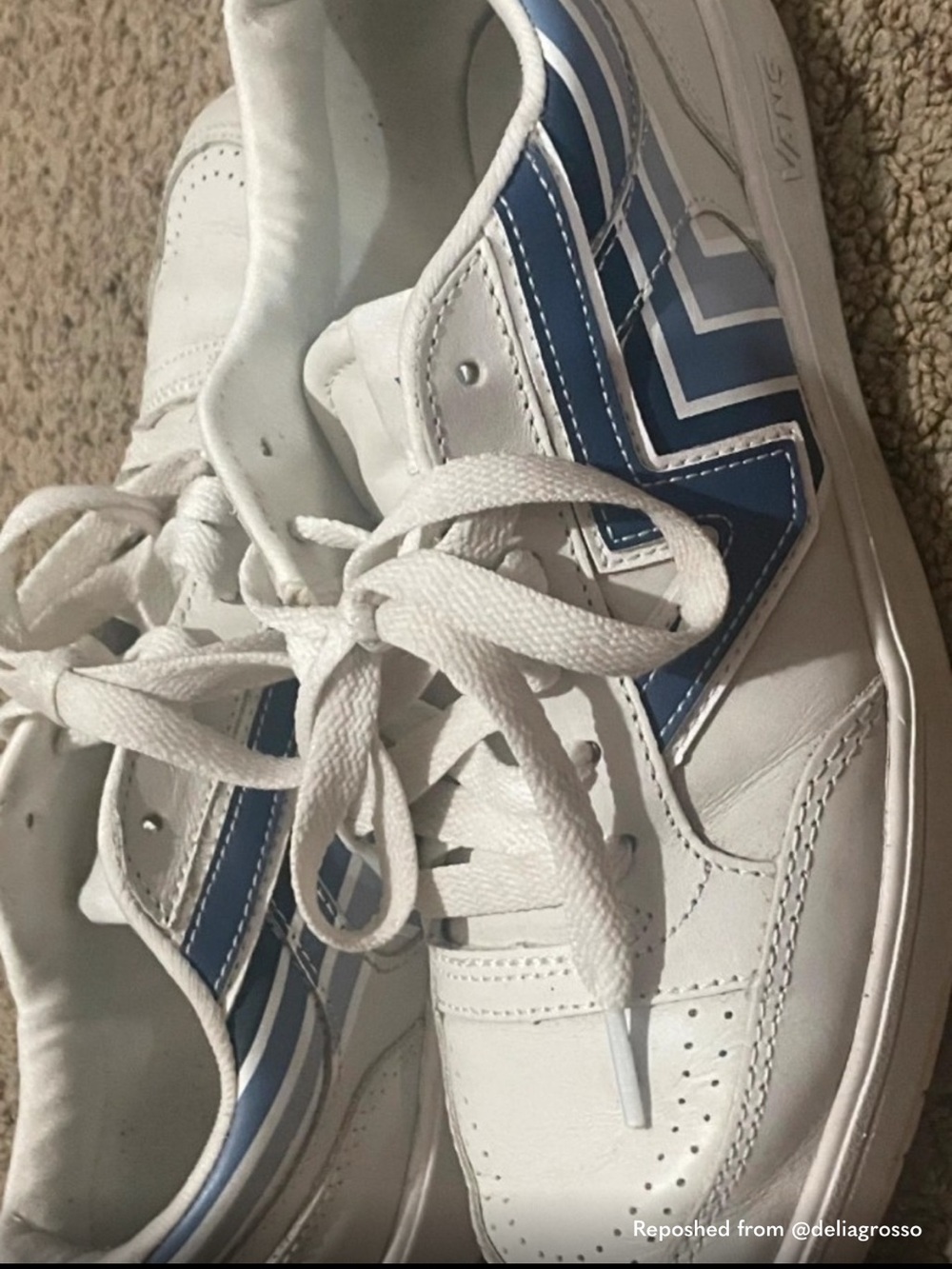 Vans White and Blue Women's Sneakers